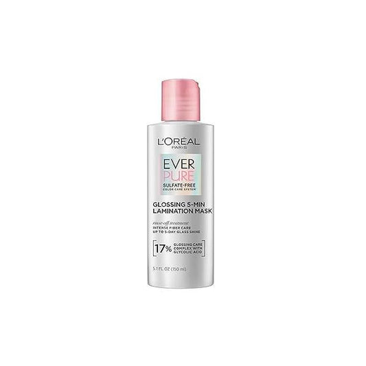 L'Oreal Paris Glossing Lamination Hair Mask with Glycolic Acid, Treatment for Lasting Shine and Smoothness Dull, Dry Hair, EverPure, 5.1 Fl Oz